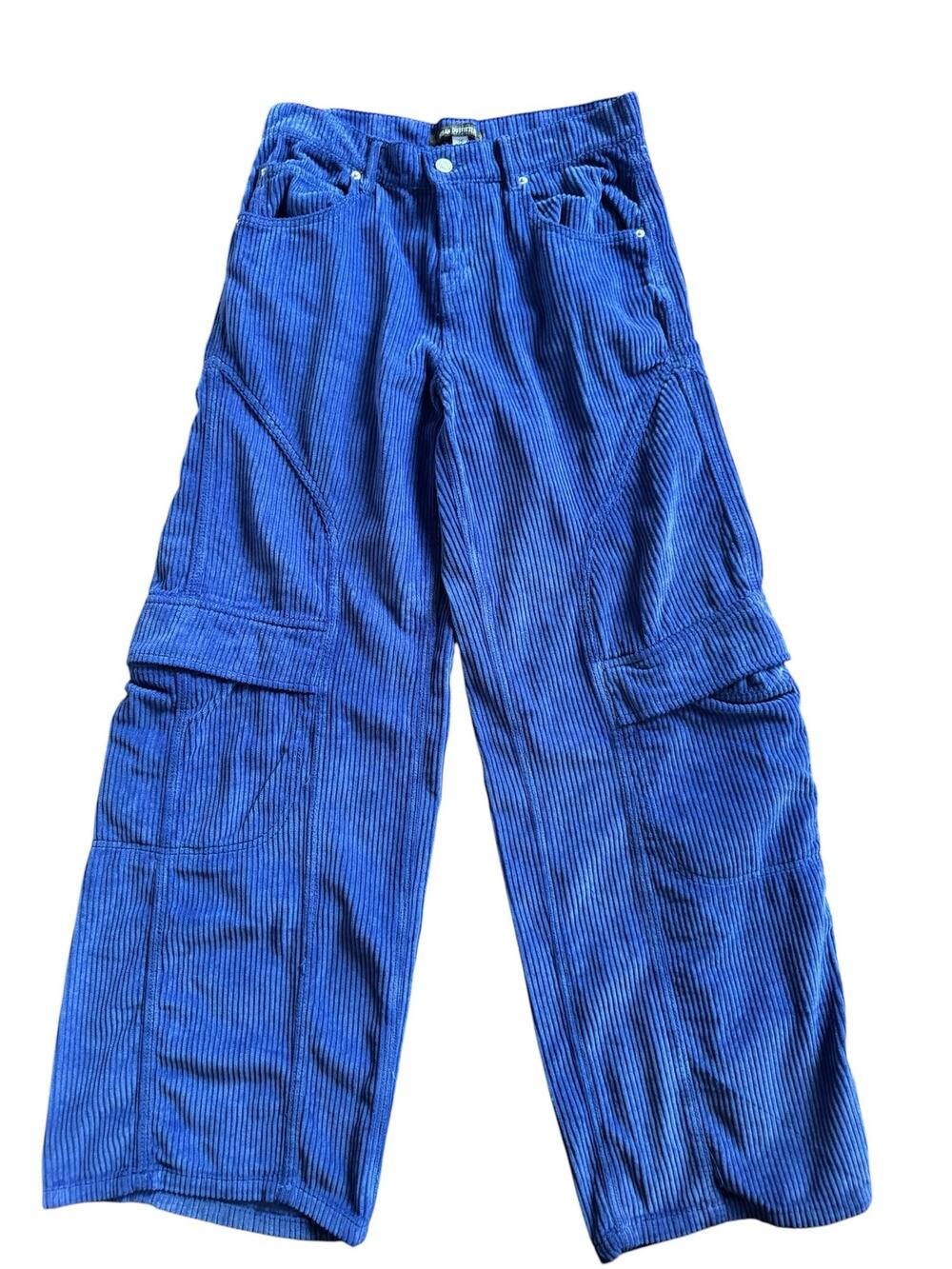 Urban Outfitters Blue Corduroy Cargo Pants Wide Leg Utility Size 26